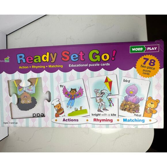 2012 Ready Set Go Educational Puzzle Cards Look Link Learn Action Rhyming Match - Picture 1 of 5